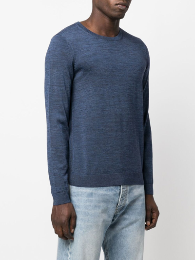 Shop Hugo Boss Crew Neck Knitted Sweater In Blue