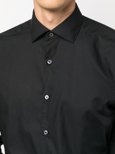 Shop Zegna Long-sleeved Cotton Shirt In Black