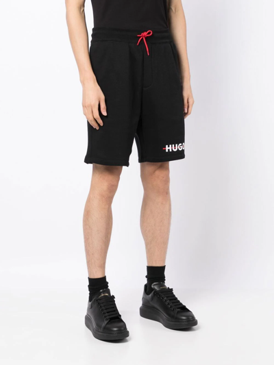 Shop Hugo Logo-print Track Shorts In Black