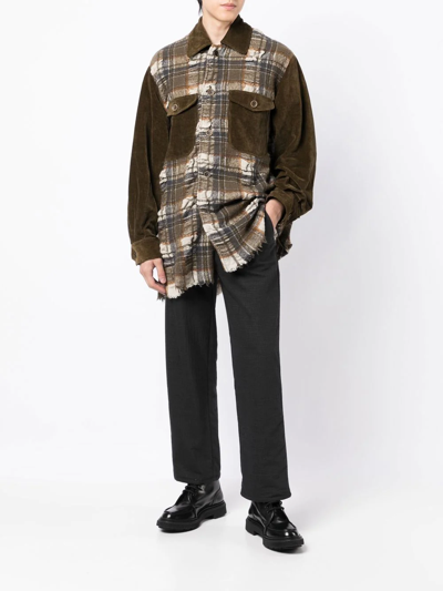 Uma Wang Juan Panelled Plaid Jacket In Green