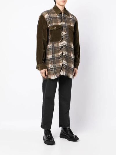 Uma Wang Juan Panelled Plaid Jacket In Green