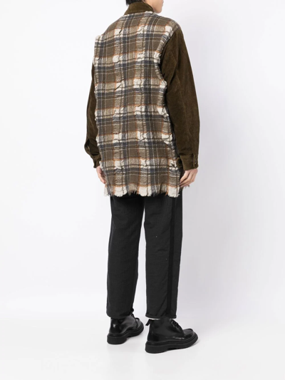 Uma Wang Juan Panelled Plaid Jacket In Green