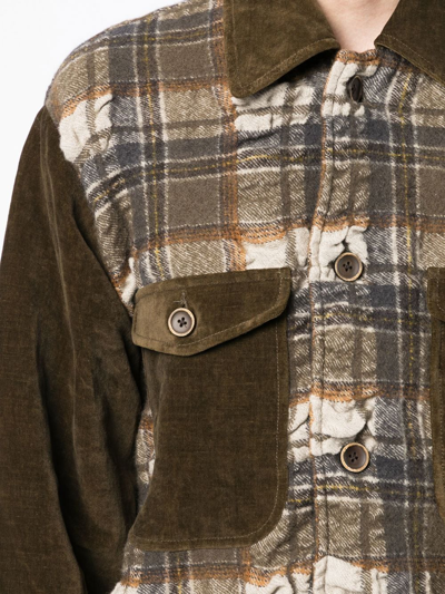 Uma Wang Juan Panelled Plaid Jacket In Green