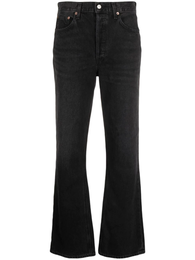 Shop Agolde Mid-rise Straight-leg Jeans In Black