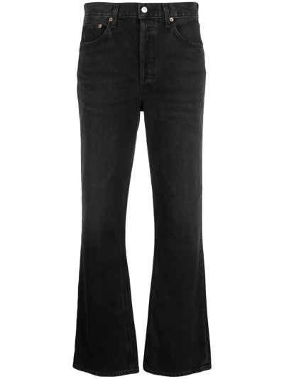 Agolde Nico Stretch High Rise Slim Fit Jeans In Black