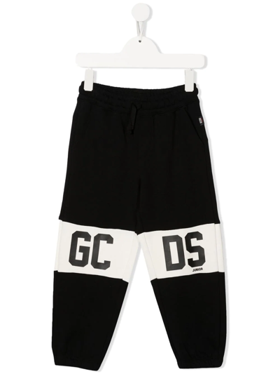 Gcds Logo-print Contrasting-panel Track Pants In Black