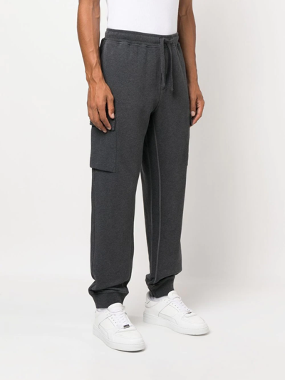 Stone Island Black Slim Cargo Pants With Elasticated Waist And Logo Patch In Stretch Cotton Man In Grey