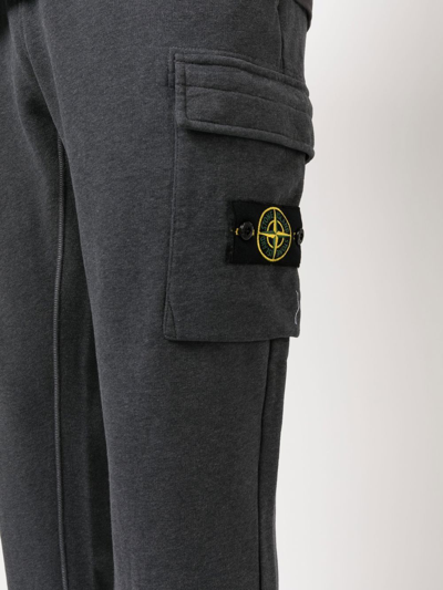 Shop Stone Island Compass-badge Slim-fit Trousers In Grey