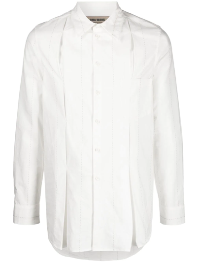 Shop Uma Wang Button-up Pleated Shirt In White