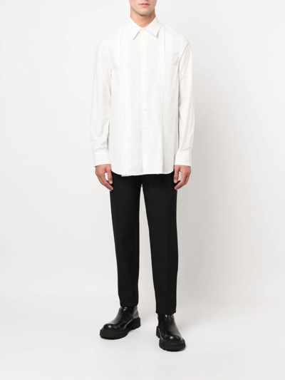 Shop Uma Wang Button-up Pleated Shirt In White