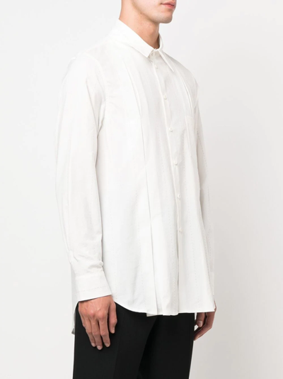 Shop Uma Wang Button-up Pleated Shirt In White