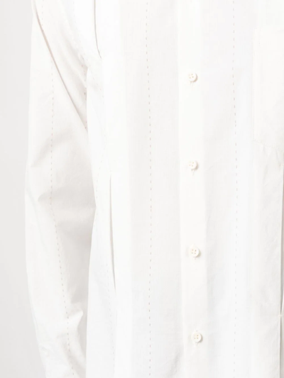 Shop Uma Wang Button-up Pleated Shirt In White