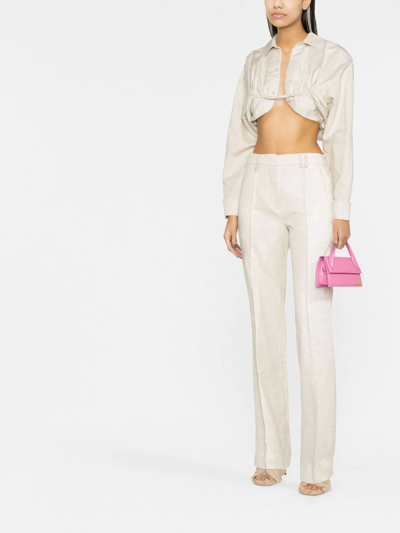 Shop Jacquemus High-waisted Tailored Trousers In Neutrals