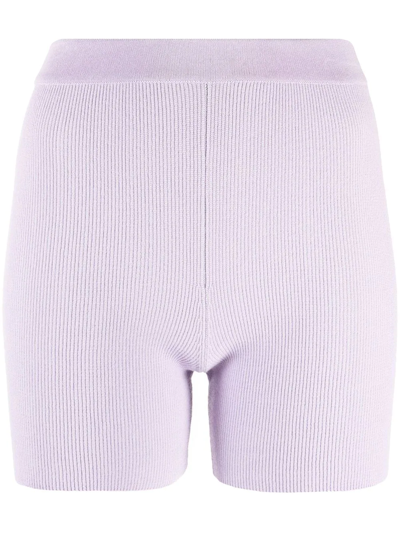 Shop Jacquemus Le Short Arancia Ribbed Biker Shorts In Purple