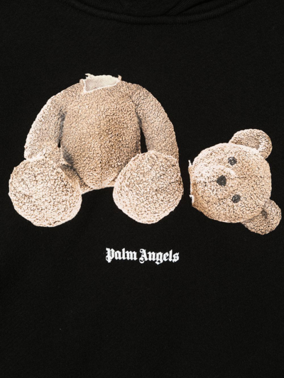 Shop Palm Angels Teddy-bear Cotton Hoodie In Black