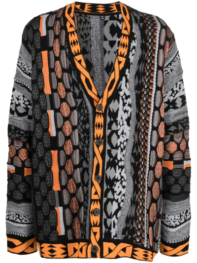 Shop Mcq By Alexander Mcqueen Graphic Pattern-intarsia Cardigan In Grey