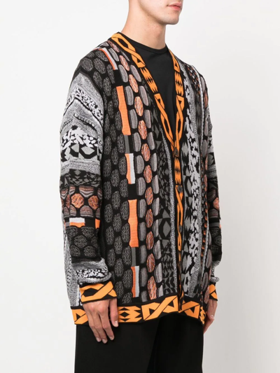 Shop Mcq By Alexander Mcqueen Graphic Pattern-intarsia Cardigan In Grey