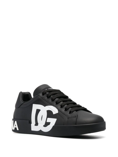 Shop Dolce & Gabbana Portofino Logo-print Sneakers In Black