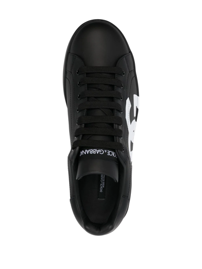 Shop Dolce & Gabbana Portofino Logo-print Sneakers In Black