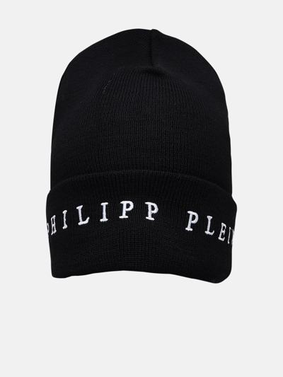 Shop Philipp Plein Black Wool Melange Beanie