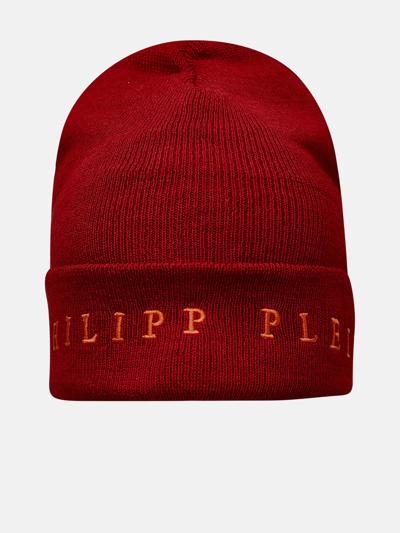 Shop Philipp Plein Wool Blend Red Beanie