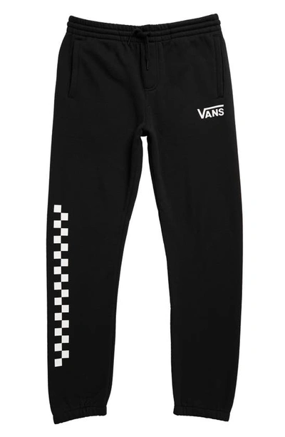 Shop Vans Kids' Check Logo Fleece Drawstring Pants In Black/ White