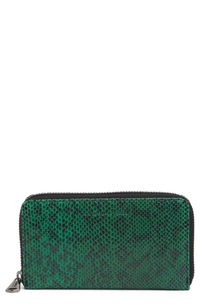 Shop Aimee Kestenberg Romeo Leather Wallet In Emerald Snake