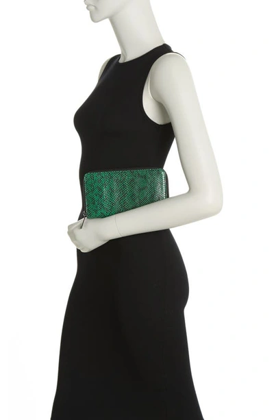 Shop Aimee Kestenberg Romeo Leather Wallet In Emerald Snake