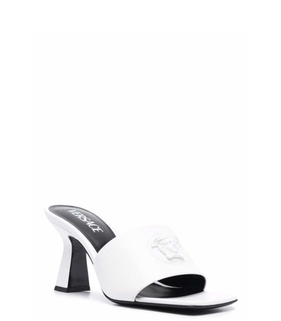 Shop Versace Leather Mule In Optclwht