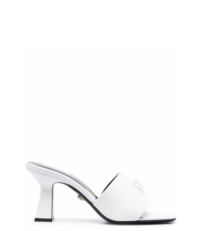 Shop Versace Leather Mule In Optclwht