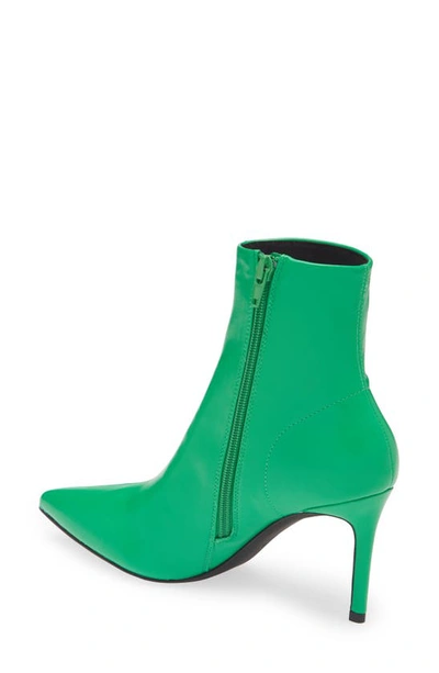 Jeffrey Campbell Nixie Pointed Toe Bootie In Green Stretch