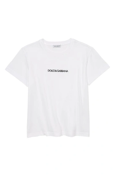 Shop Dolce & Gabbana Embroidered T-shirt In W0800 Bianco Ottico