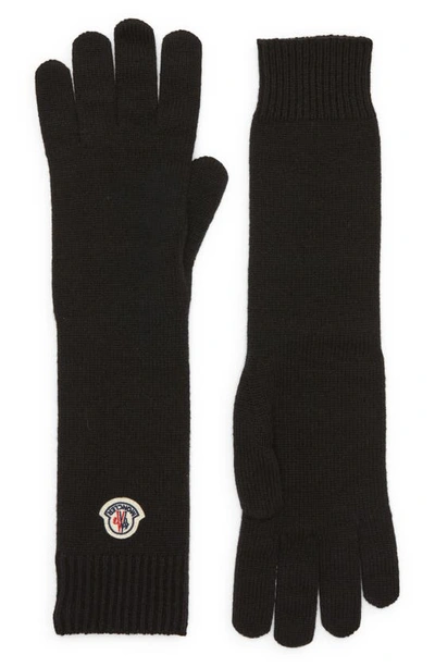 Shop Moncler Wool & Cashmere Knit Long Gloves In Black