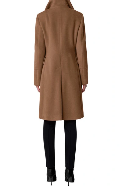 Akris Punto Stand Collar Wool Blend Fleece Coat In 043 Malt