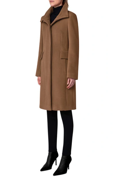 Akris Punto Stand Collar Wool Blend Fleece Coat In 043 Malt