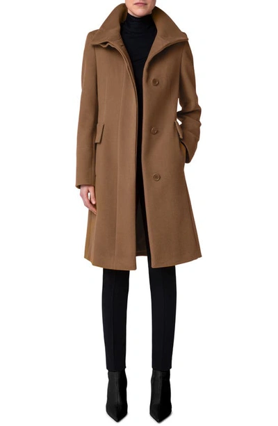 Akris Punto Stand Collar Wool Blend Fleece Coat In 043 Malt