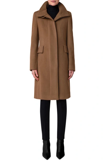 Akris Punto Stand Collar Wool Blend Fleece Coat In 043 Malt
