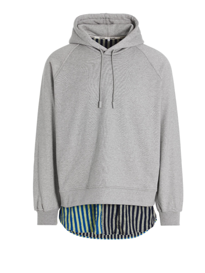 Shop Sunnei Stripe Insert Hoodie In Gray