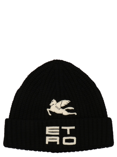 Shop Etro Logo Patch Beanie In Black