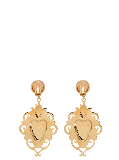 Shop Moschino Sacred Heart Earrings In Gold