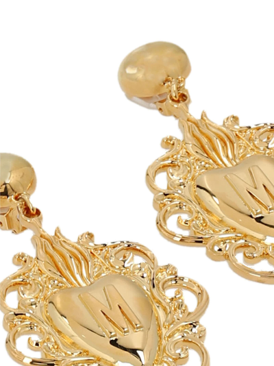 Shop Moschino Sacred Heart Earrings In Gold