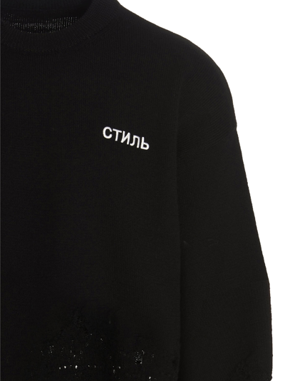 Shop Heron Preston Destroyed Logo Embroidery Sweater In Black