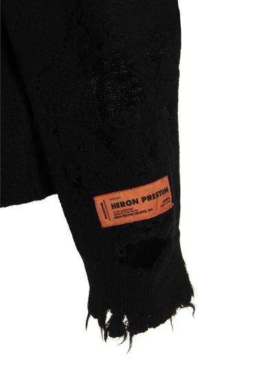 Shop Heron Preston Destroyed Logo Embroidery Sweater In Black