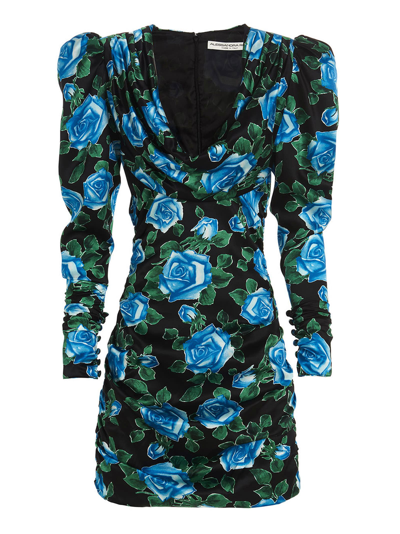 Shop Alessandra Rich Silk Floral Dress In Multicolor