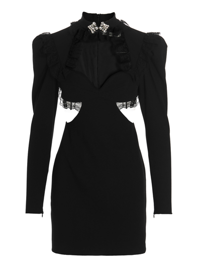Shop Alessandra Rich Crystal Cut Out Dress In Black