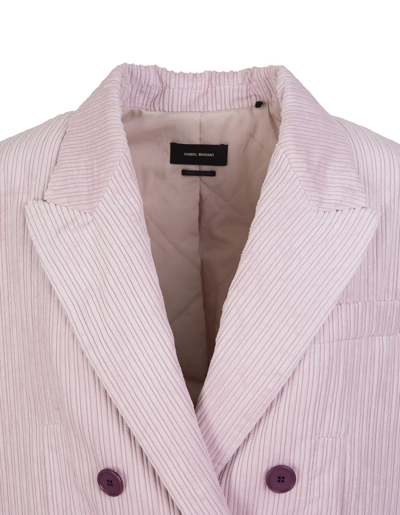 Shop Isabel Marant Woman Haneva Pink Corduroy Blazer In Light Pink
