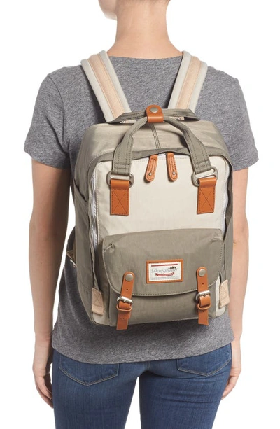 Shop Doughnut Macaroon Colorblock Backpack In Ivory/ Light Grey