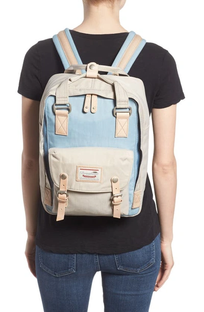 Shop Doughnut Macaroon Colorblock Backpack In Light Blue/ Ivory