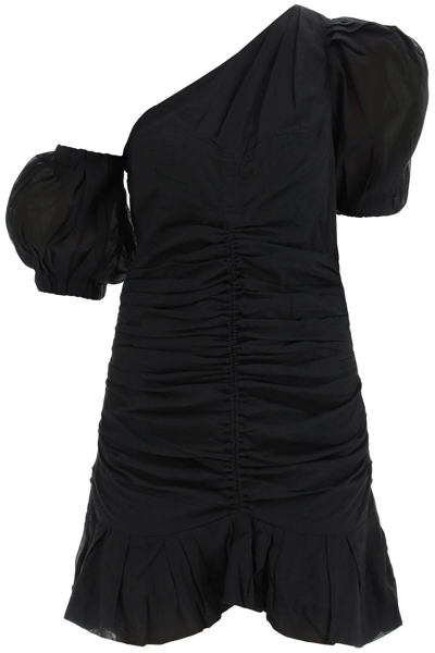 Shop Isabel Marant Étoile Isabel Marant Etoile 'lecia' One-shoulder Cotton Dress In Black