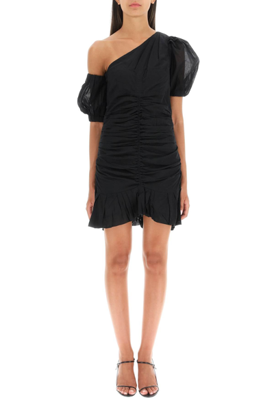 Shop Isabel Marant Étoile Isabel Marant Etoile 'lecia' One-shoulder Cotton Dress In Black